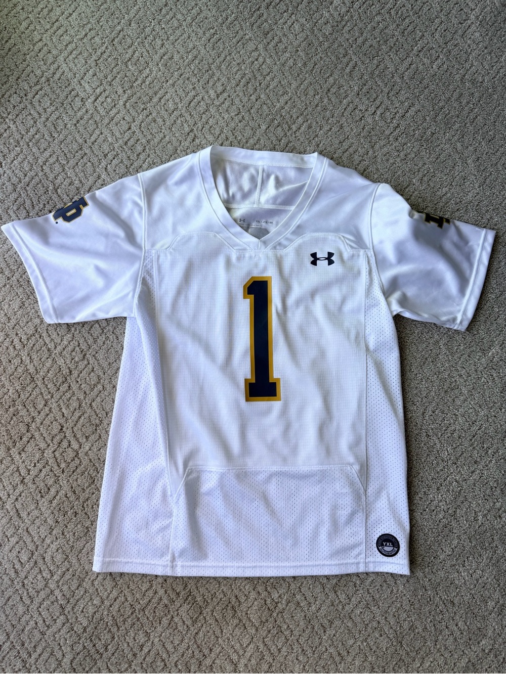 Under Armour White Notre Dame Fighting Irish Premier Football Jersey #1 Youth XL